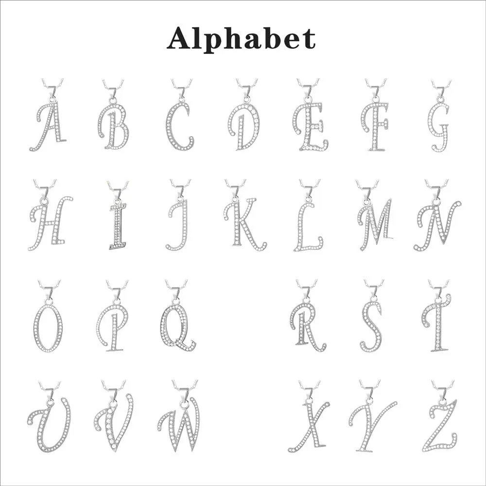 U7 Alphabet Initial Jewelry Women Girls Necklace with Letter A to Z Stainless Steel / 18K Gold Plated CZ Crystal or Statement Sideways Initials Choker Pendant Necklace, Gift Box Packed