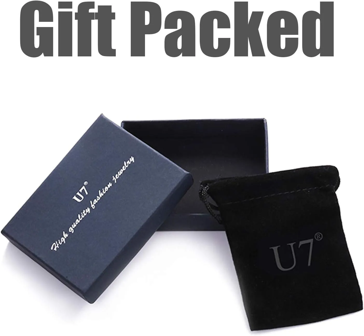 U7 Alphabet Initial Jewelry Women Girls Necklace with Letter A to Z Stainless Steel / 18K Gold Plated CZ Crystal or Statement Sideways Initials Choker Pendant Necklace, Gift Box Packed