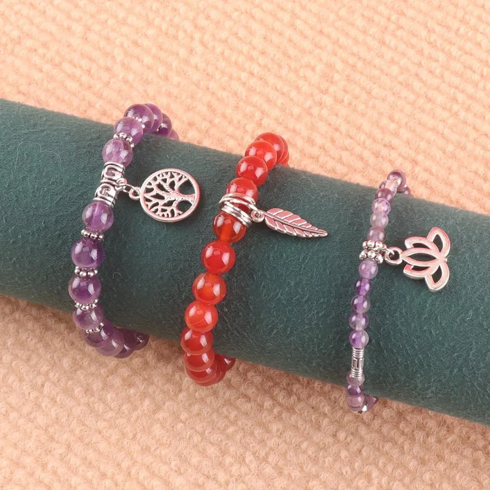 UEUC Tree of Life Yoga Healing Stone Bracelets,Multilayer Lotus Chakra Stone Reiki Bracelet Sets,Anxiety Crystal Natural Stone,for Women Stress Relief