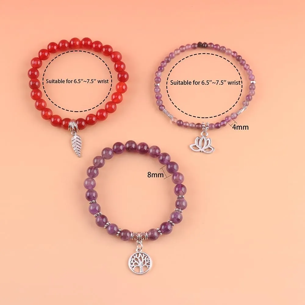 UEUC Tree of Life Yoga Healing Stone Bracelets,Multilayer Lotus Chakra Stone Reiki Bracelet Sets,Anxiety Crystal Natural Stone,for Women Stress Relief