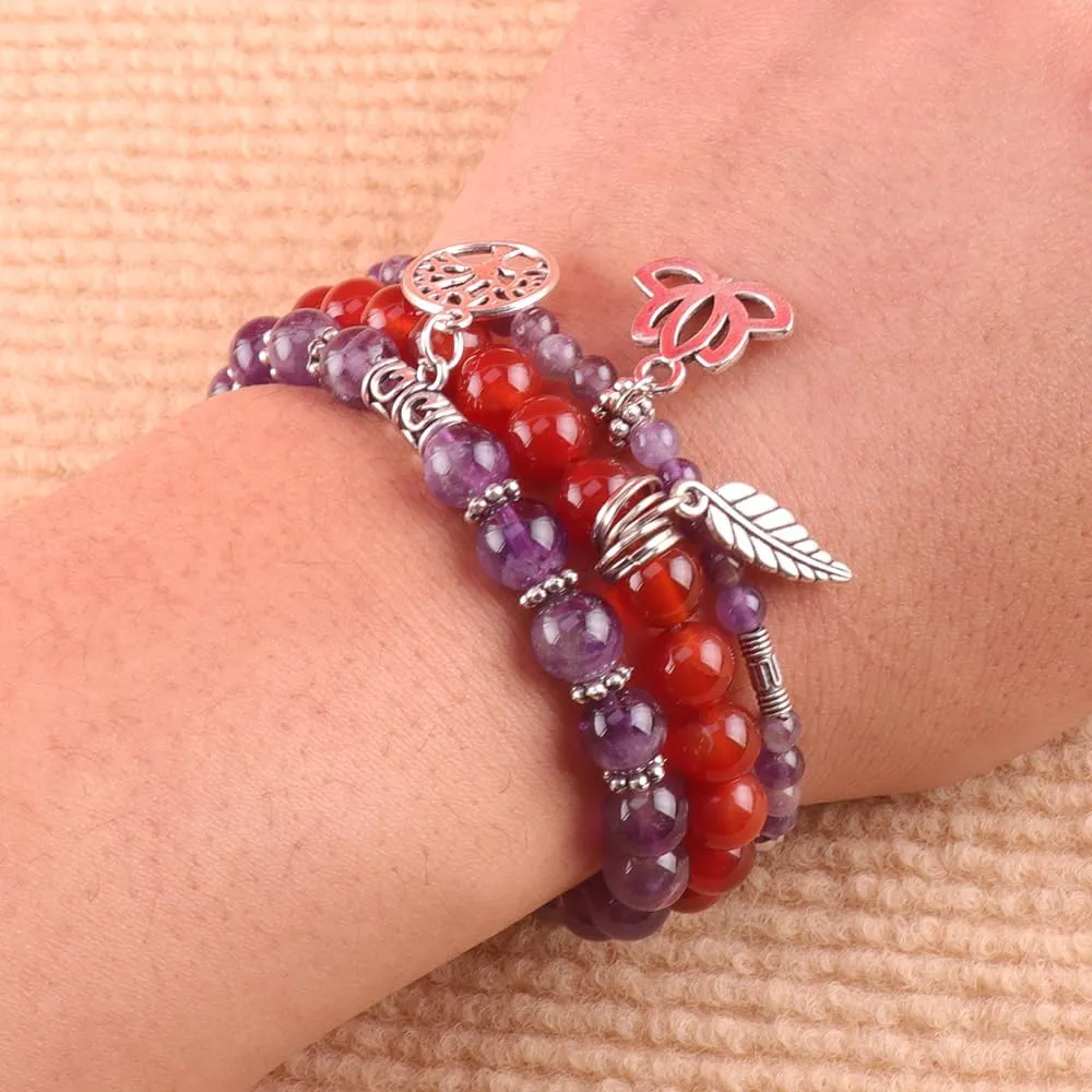 UEUC Tree of Life Yoga Healing Stone Bracelets,Multilayer Lotus Chakra Stone Reiki Bracelet Sets,Anxiety Crystal Natural Stone,for Women Stress Relief