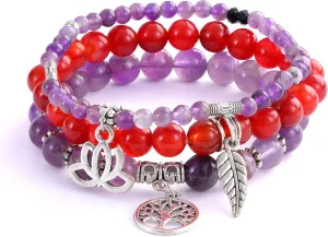 UEUC Tree of Life Yoga Healing Stone Bracelets,Multilayer Lotus Chakra Stone Reiki Bracelet Sets,Anxiety Crystal Natural Stone,for Women Stress Relief