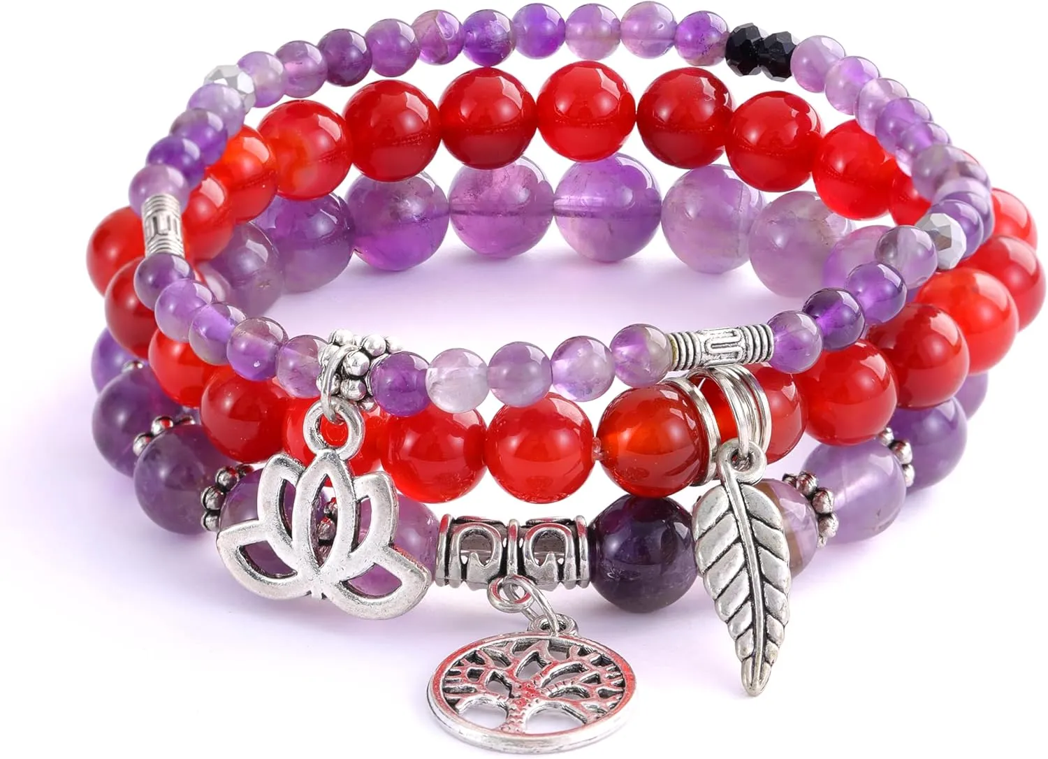UEUC Tree of Life Yoga Healing Stone Bracelets,Multilayer Lotus Chakra Stone Reiki Bracelet Sets,Anxiety Crystal Natural Stone,for Women Stress Relief
