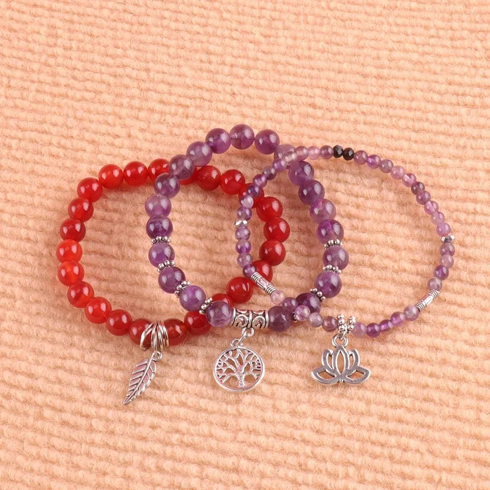 UEUC Tree of Life Yoga Healing Stone Bracelets,Multilayer Lotus Chakra Stone Reiki Bracelet Sets,Anxiety Crystal Natural Stone,for Women Stress Relief