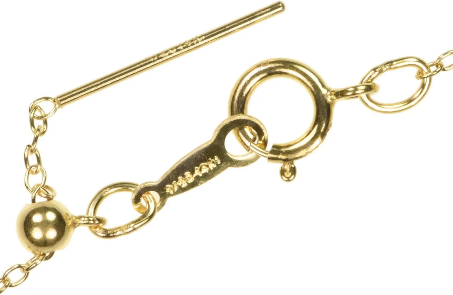 uGems 18" Adjustable Add-A-Bead Bead-Ready Chain Necklace, 1.0mm Diameter with 3mm Slider Beads, 14k Yellow Gold Filled, Spring Ring Clasp Charm Holder | sku: j-4544