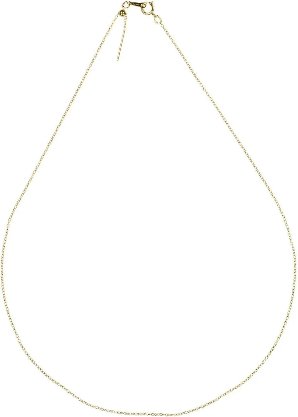 uGems 18" Adjustable Add-A-Bead Bead-Ready Chain Necklace, 1.0mm Diameter with 3mm Slider Beads, 14k Yellow Gold Filled, Spring Ring Clasp Charm Holder | sku: j-4544