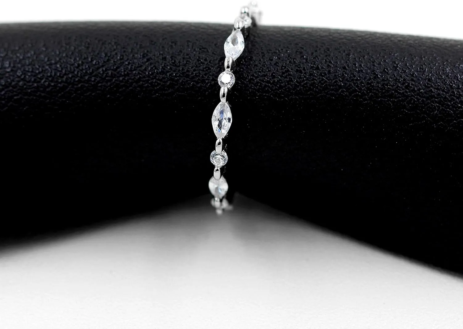 Uloveido 925 Sterling Silver Eternity Band Milgrain Rings Stack with Marquise & Round Cut Cubic Zirconia WR134