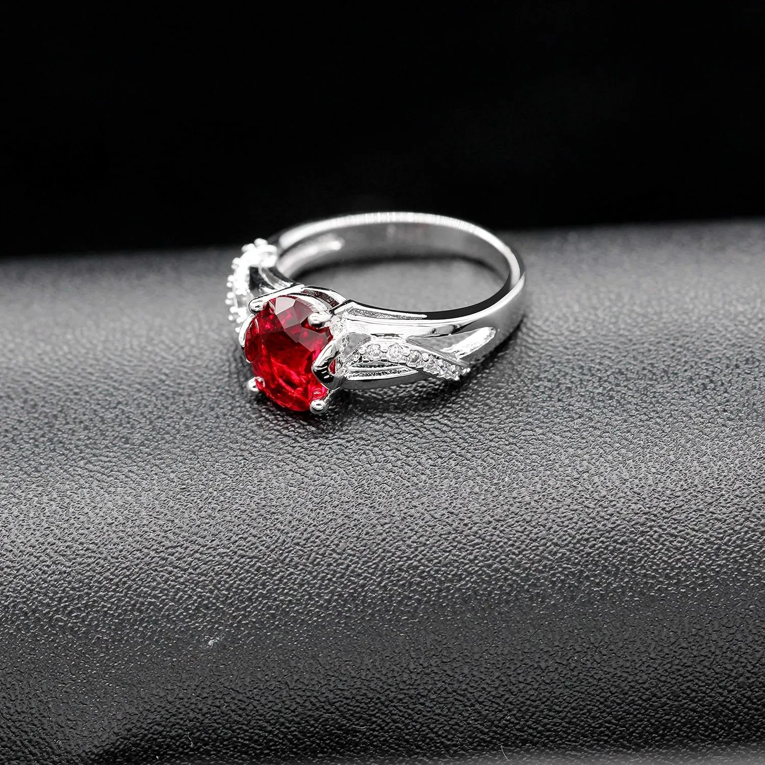 Uloveido Oval Cut Blue Red Purple AAA Cubic Zirconia Pendant Necklace Earrings and Ring Crystal Wedding Engagement Jewelry Set for Women Besties T233
