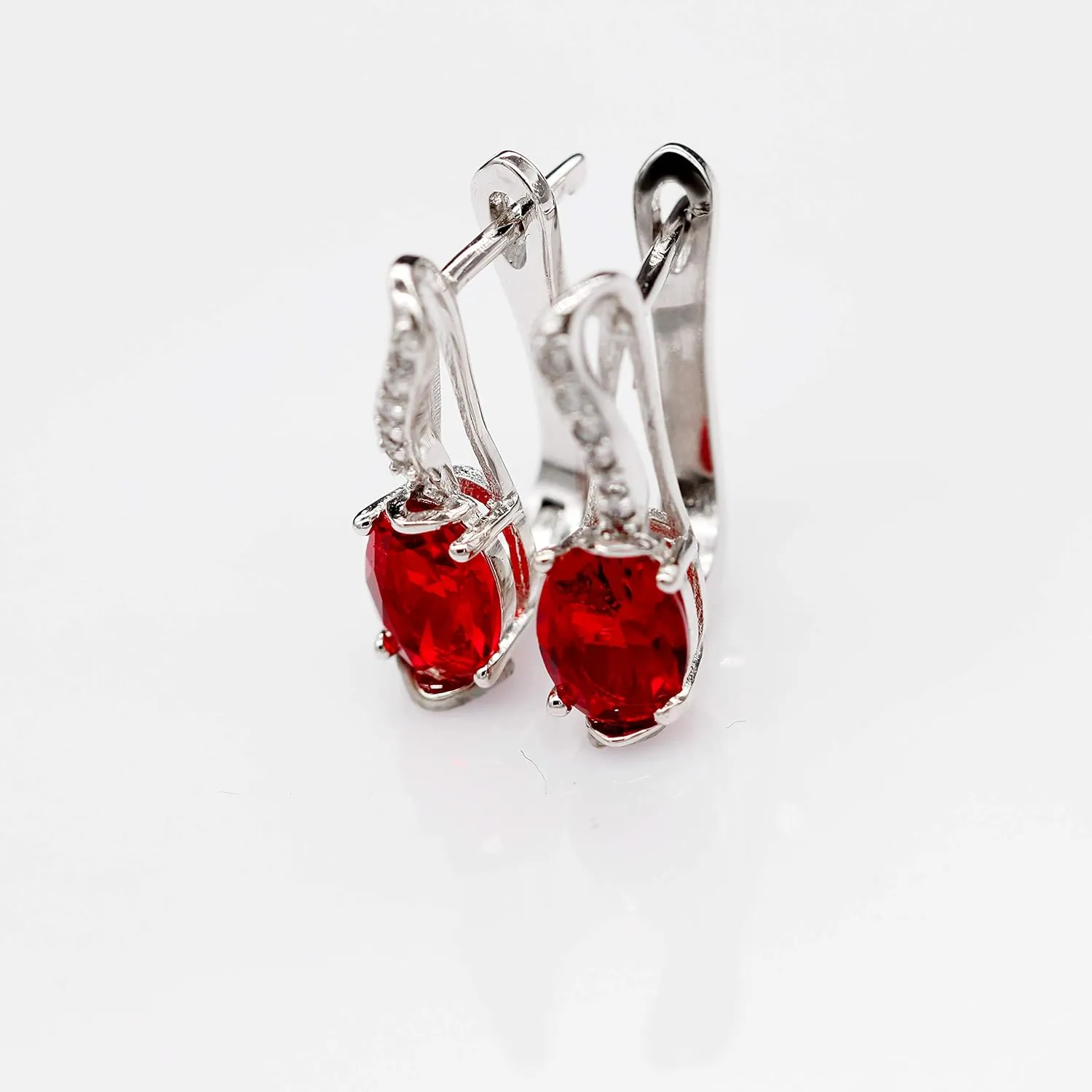 Uloveido Oval Cut Blue Red Purple AAA Cubic Zirconia Pendant Necklace Earrings and Ring Crystal Wedding Engagement Jewelry Set for Women Besties T233