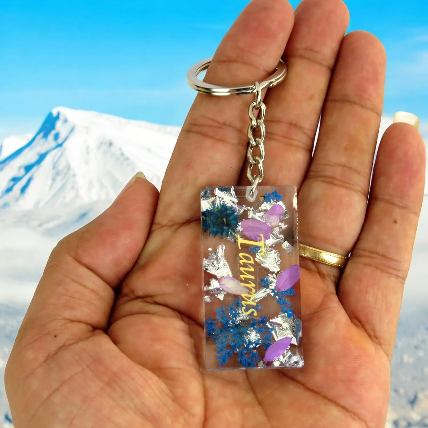 Unique Resin Floral Zodiac Key Chains Charm Keyrings for Gifts Crystal Keychains Women Girls, Astrology Key Chain