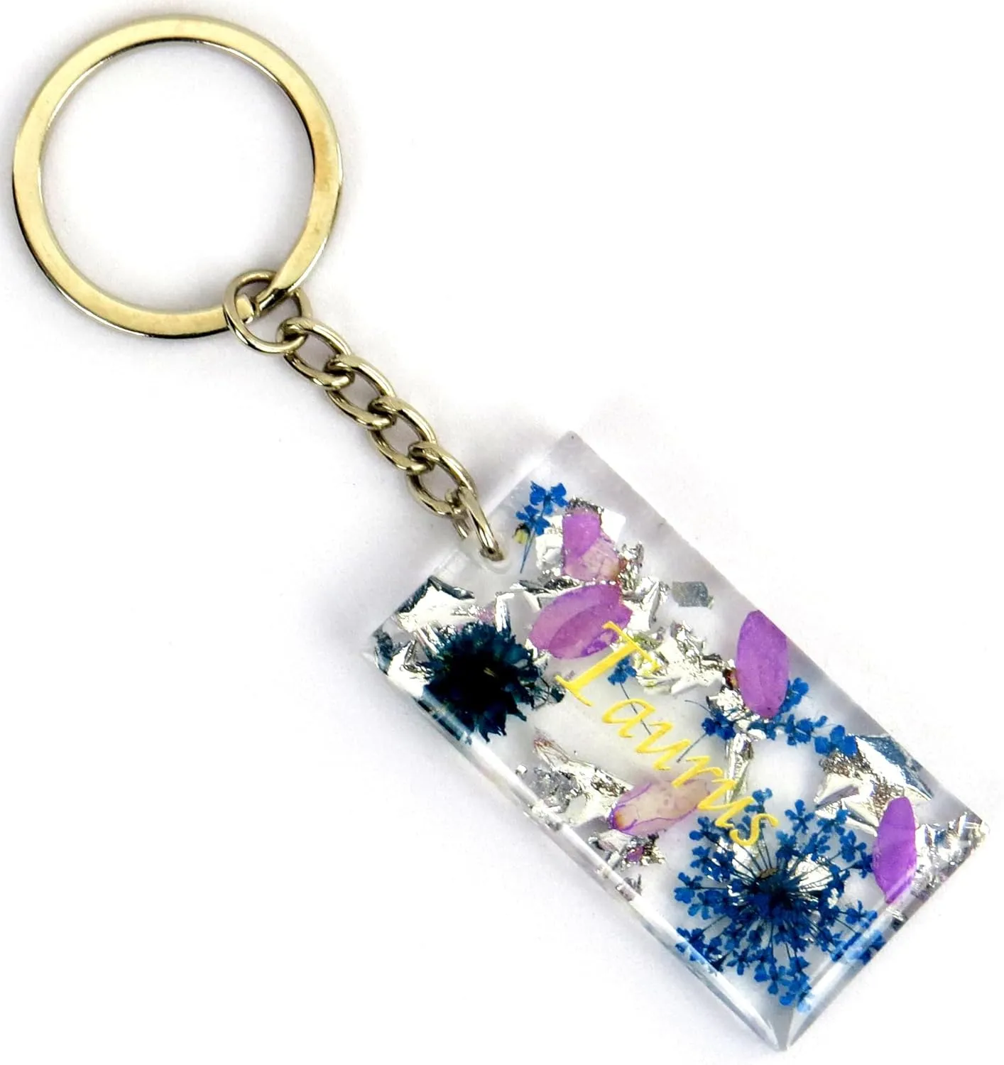 Unique Resin Floral Zodiac Key Chains Charm Keyrings for Gifts Crystal Keychains Women Girls, Astrology Key Chain