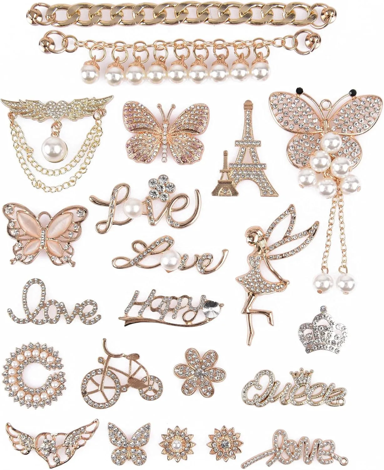 UNN Bling Shoes Charms Enamel Diamond Jewelry Shoe Decoration with Chains Accessories for Girls Women
