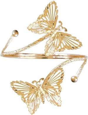 Upper Arm Bracelet Band Cuff Bangle Coil Bracelet butterfly flower Gold Armband Boho Jewelry for Women