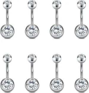 VCMART 14g Belly Button Ring Belly Button Piercing Belly Rings Surgical Steel Belly Button Rings 6mm 8mm 10mm 12mm 14mm 16mm 18mm Short Long Bar Belly Piercing Jewelry for Women