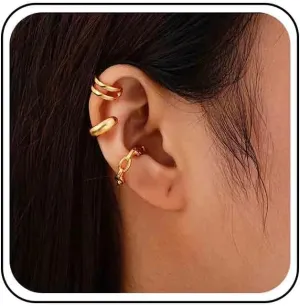 Vintage Circle Hoop Ear Cuff Earrings Set Gold Hoop Cuff Earrings Open C Shape Ear Climber Earrings Hoop Circle Ear Cartilage Cuff Earrings Set for Women