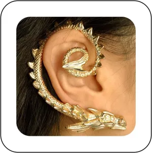 Vintage Dragon Ear Cuff Wrap Earrings Flying Dragon Ear Climber Earrings Ancient Dragon Cartilage Ear Clip Earrings Gold Dragon Wrap Around Earrings Jewelry for Women (Gold)