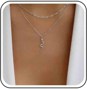 Vintage Layered Snake Necklace Punk Snake Pendant Necklace Snake Choker Necklace Goth Serpent Necklace Punk Animal Necklace Chain Jewelry for Women