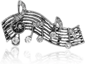 Vintage Music Note Brooch Pin for Women Girls Musical Treble G Clef Rhinestone Lapel Pins Sweater Suit Dress Backpack Badge Clothes Accessories Brooches Fashion Jewelry Gifts for Musician Teacher Student