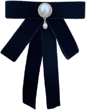 Vintage Pearl Ribbon Bow Brooch Pin for Women Girls Fashion Velvet Big Bowknot Pre-tied Collar Clip Brooches Lapel Pins Preppy Style Scarf Suit Dress Accessories Holiday Homecoming Prom Jewelry Gift