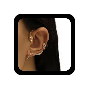 Vintage Punk Snake Ear Cuff Wrap Earrings Snake Ear Clip Wrap Around Earring Crystal Snake Cuff Earrings Rhinestone Snake Climber Earrings for Women