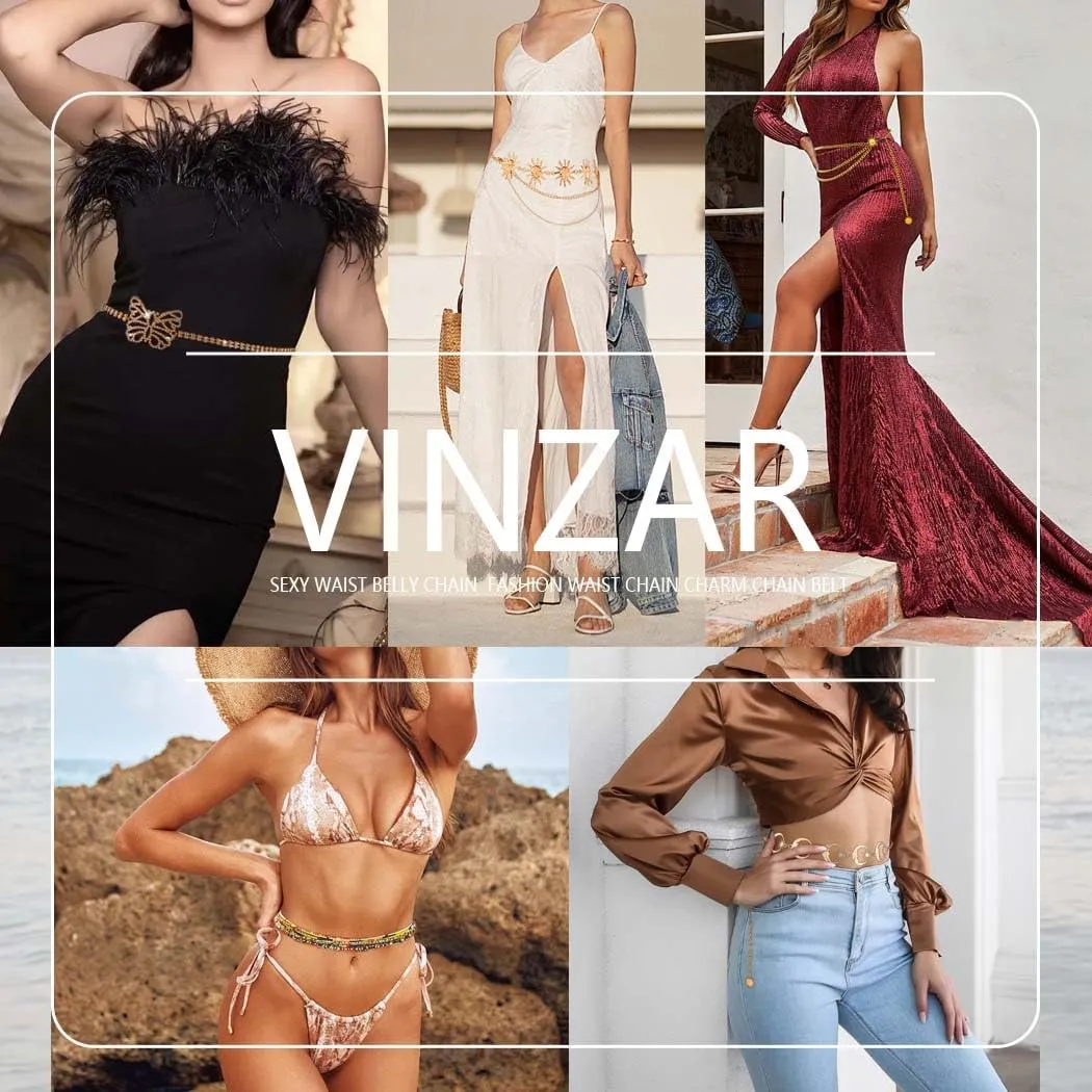 Vinzar Boho Pearl Waist Chain Belt Flower Waist Belly Chain Pearl Jewelry Waist Chain Beach Bikini Body Waist Chain for Women