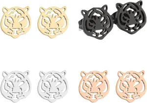 WCRAZYE Stainless Steel Animal Stud Earrings for Women Simple Tiger Head Stud Earrings Punk Hollow Animal Cartilage Pierced Hypoallergenic Studs Earring Fashion Jewelry Gifts