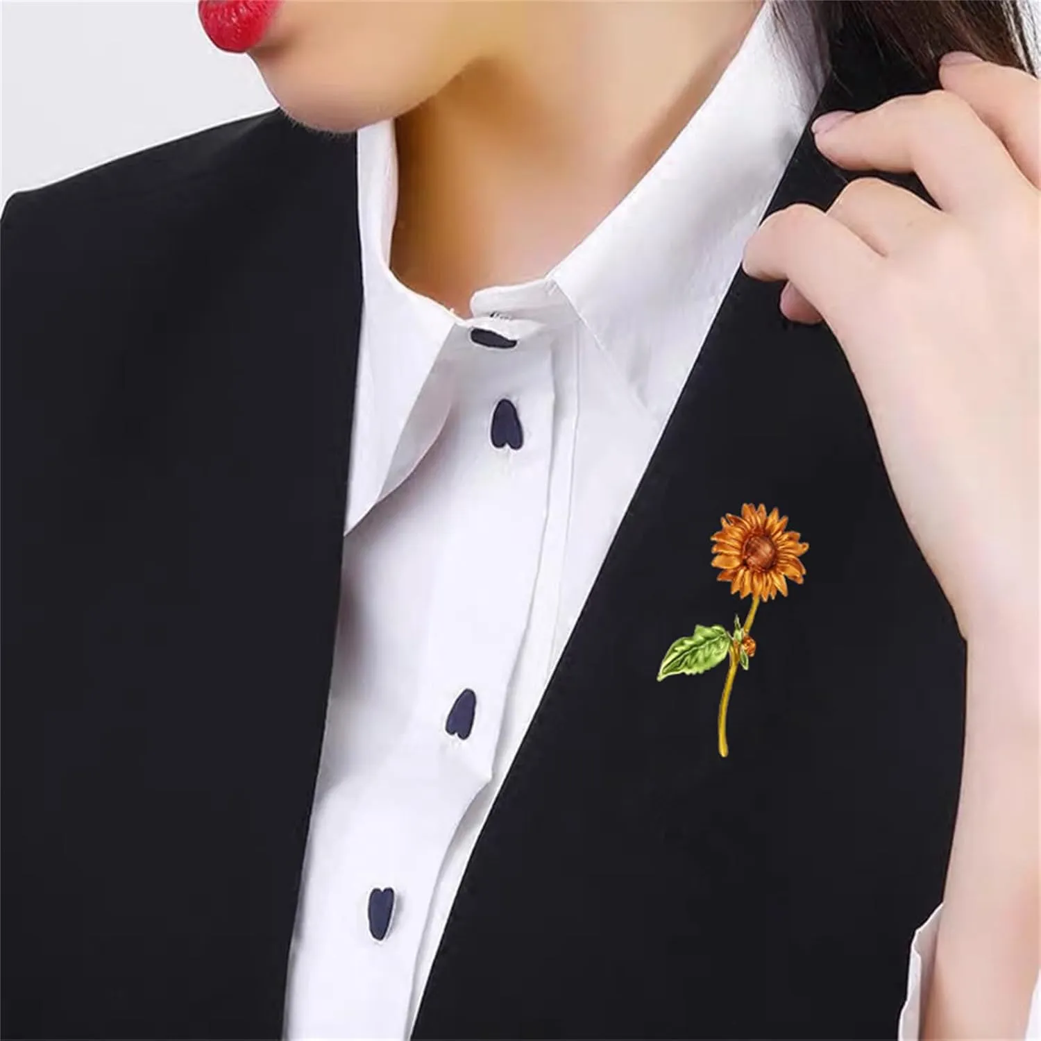 WCRAZYE Sunflower Flower Brooch Pin for Women Girls Elegant Enamel Crystal Rhinestone Yellow Flower Plant Brooch Pin, Charm Sun Flower Coat Brooch for Mom Christmas Valentine's Day Jewelry Gifts