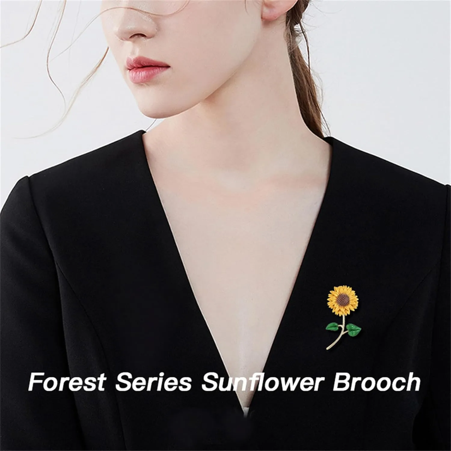 WCRAZYE Sunflower Flower Brooch Pin for Women Girls Elegant Enamel Crystal Rhinestone Yellow Flower Plant Brooch Pin, Charm Sun Flower Coat Brooch for Mom Christmas Valentine's Day Jewelry Gifts