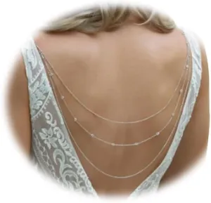 Wedding Multi-layered Rhinestone Back Chain Necklace Layered Bridal Crystal Back Chain Jewelry Festival Rave Rhinestone Backdrop Jewelry Dress Shoulder Body Chain Jewelry for Women