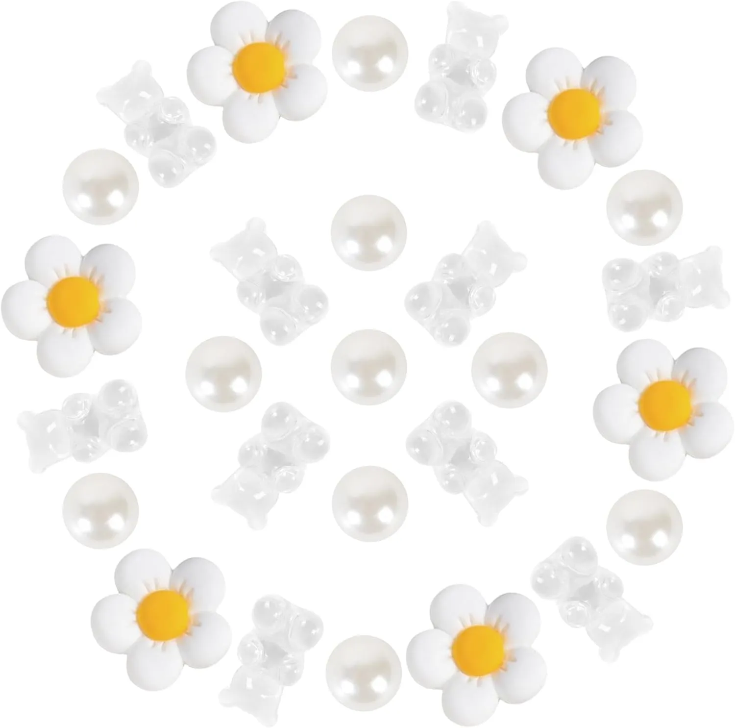WharFlag 27 Pcs Shoe Charms for Women, Plastic Flower Pearl Shoe Decoration Charms Accessories, Cute Cartoon Pins for Shoes, Clogs, Slides, Bracelet