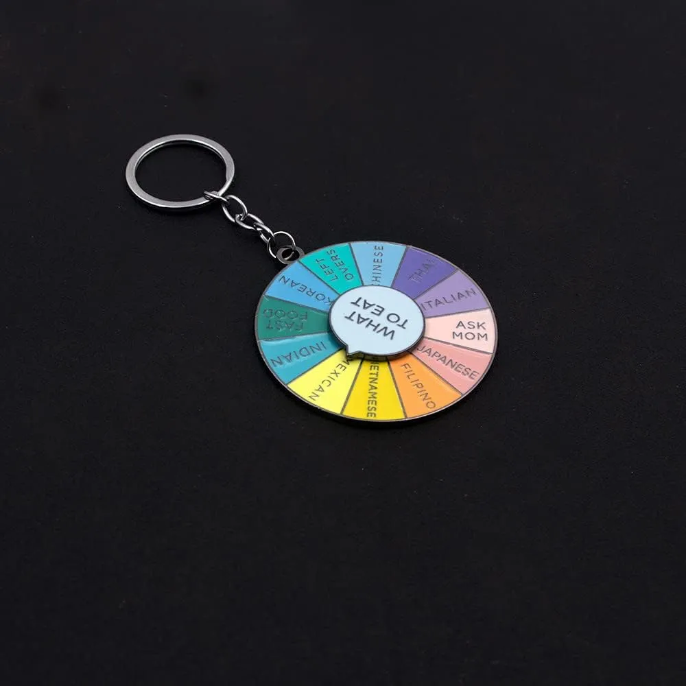 What To Eat Wheel Spinning Keychain - Cute Mood Key Chains - Aesthetic Gift for Kids Teens Women Men