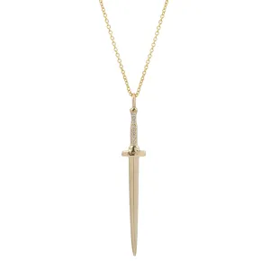 White Diamond Large Dagger Pendant Necklace