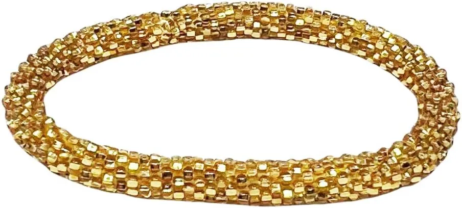 Wigspedia Crochet Glass Seed Bead Nepal Boho Bracelet - Single Piece Solid