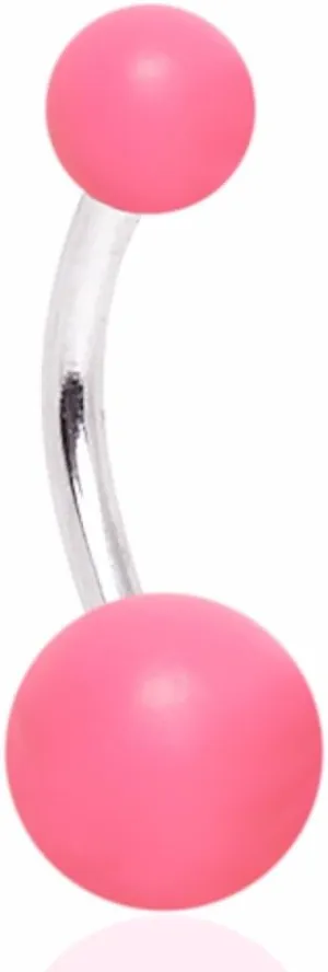 WildKlass Jewelry 316L Stainless Steel Navel Ring with Rubber Coated Balls (Sold Individually)