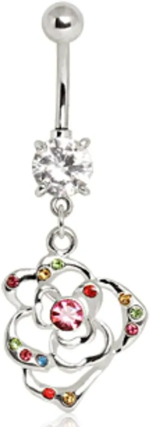 WildKlass Jewelry 316L Surgical Steel Multi-Color Flower Navel Ring