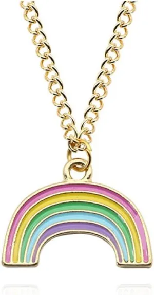 WLL Gold Enamel Colorful Rainbow Pendant Necklace Women Gifts