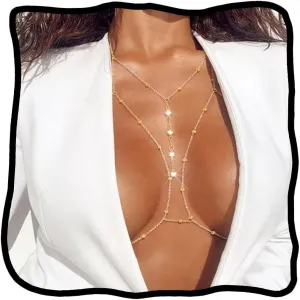 Woeoe Rhinestone Body Chains for Women Layered Crystal Crossover Bikini Bra Body Jewelry Summer Beach Sexy Belly Waist Chain