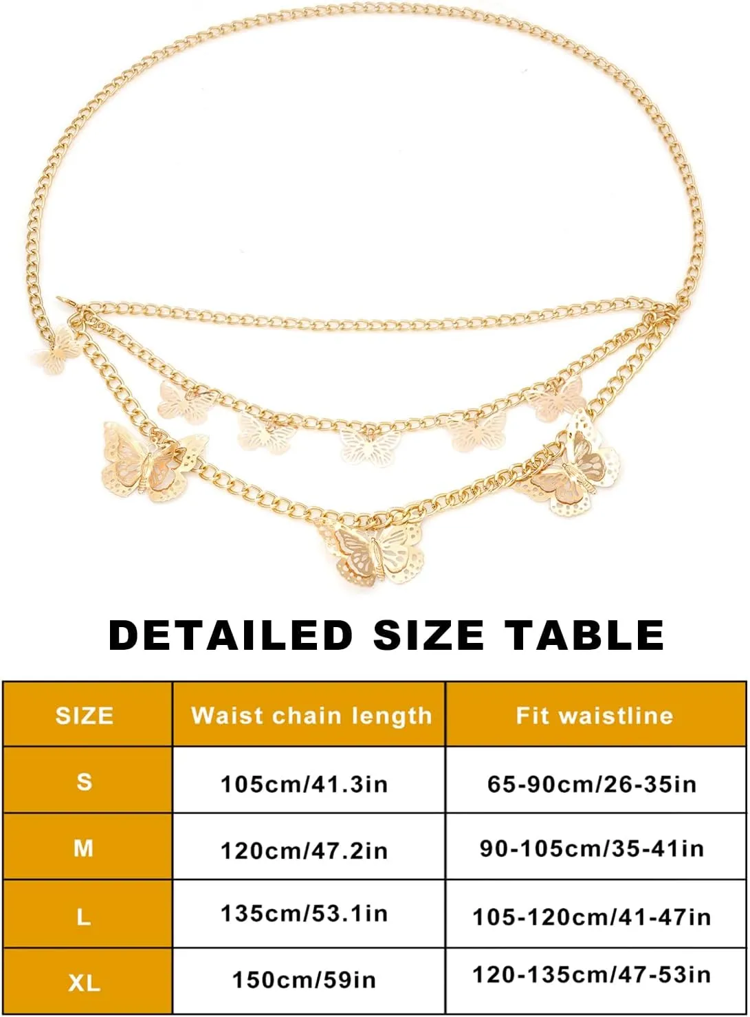 Women Body Chains Retro Multi-Layer Butterfly Waist Chain Trend Hollowed out Pendant Decorative