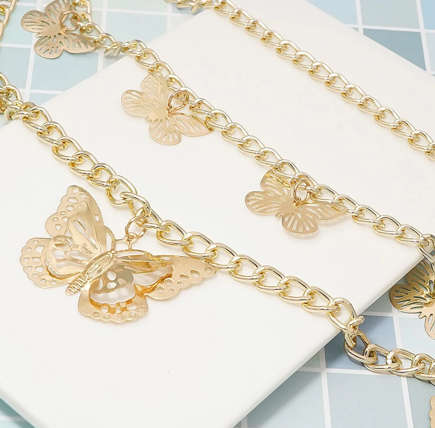 Women Body Chains Retro Multi-Layer Butterfly Waist Chain Trend Hollowed out Pendant Decorative