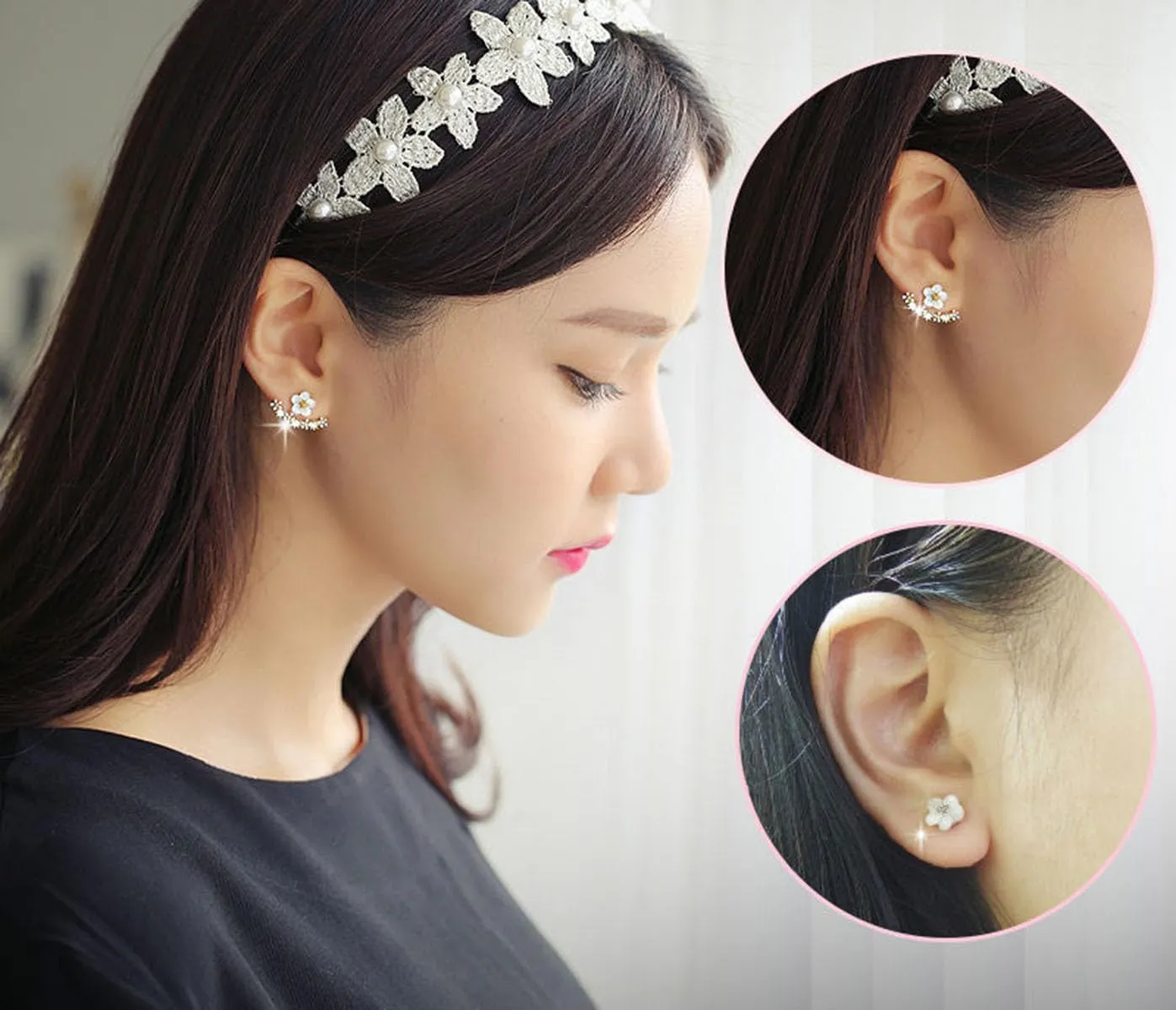 Women Fashion Accessories Crystal Stud Earrings Boucle d'oreille Femme Flower Earrings Gold Bijoux Jewelry