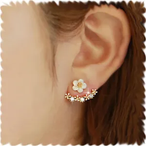 Women Fashion Accessories Crystal Stud Earrings Boucle d'oreille Femme Flower Earrings Gold Bijoux Jewelry