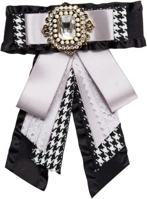 Women's and girl's sweet Big bowknot Brooch Rhinestone Big Bow Tie clips for Shirts Multi-layer grosgrain bow brooch