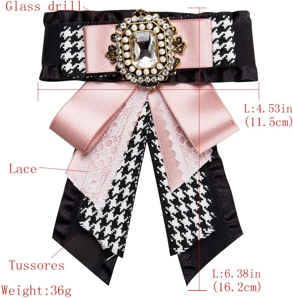 Women's and girl's sweet Big bowknot Brooch Rhinestone Big Bow Tie clips for Shirts Multi-layer grosgrain bow brooch