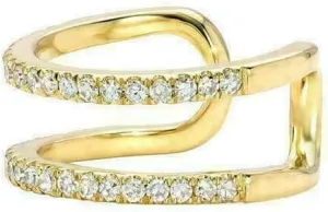 Women's Ear Cuff Pierced Earring 0.32Ct Round Cut Simulated Diamond 14K Yellow Gold Plated