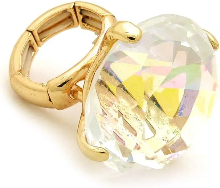 Women's Extra Big Crystal Colorful Stone Stretch Ring