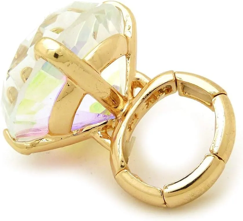 Women's Extra Big Crystal Colorful Stone Stretch Ring