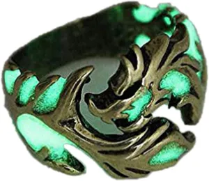 Womens Mens Ring 1 pc Women and Men Allergy Free Glow in the Dark Luminous Dragon Ring Party Gifts Bronze Yellow Green 11