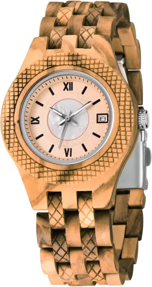 Wood Watch Women, All-Wood Watch Band Analog Quartz Movement Watch,Foldover Clasp Wood Strap Wooden Watches for Women