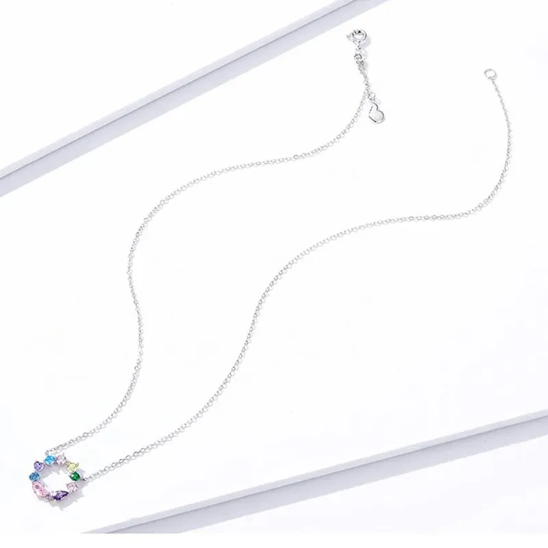 Wreath Necklace for Girl 925 Sterling Silver Jewelry Colorful AAA CZ Jewelry Original Design Gift for Women