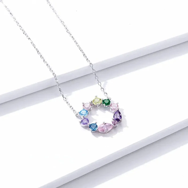Wreath Necklace for Girl 925 Sterling Silver Jewelry Colorful AAA CZ Jewelry Original Design Gift for Women